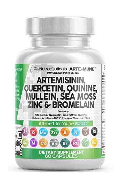 Clean Nutraceuticals Artemisinin Quercetin Zinc Mullein Quinine Supplement wi...