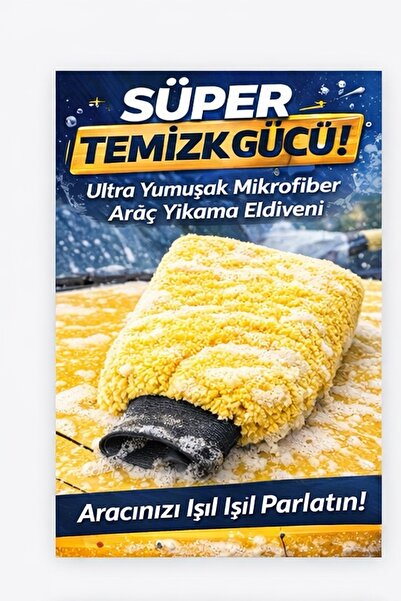 DAT35 Sarı Mikrofiber Oto Yıkama ve Pasta Cila Eldiveni – Çiziksiz Profesyone...