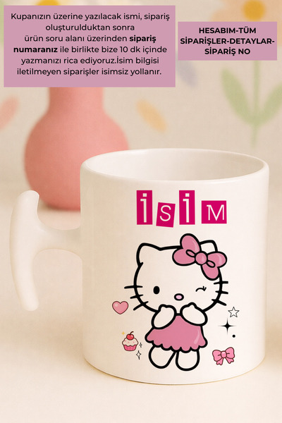 Witchy Co İsme Özel Hello Kitty'li Sevimli Kupa Bardak ( 1 Adet )