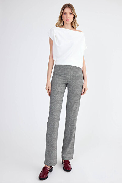 Vitrin Plaid Pattern High Waist Trousers
