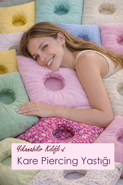 moonzy - minimalist & cozy Kare Piercing Yastığı – %100 Pamuk, Ağrılı Kulak İ...