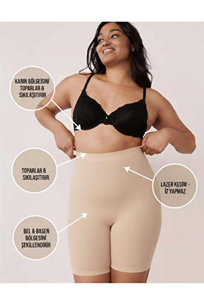 MİSTİRİK Model Anoky - Corset pantaloni scurți elastic cu talie înaltă și tăi...