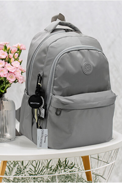Bevitton Gray Water Resistant Daily Backpack Unisex School Backpack School Ba...