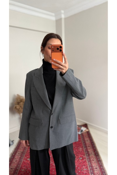 MAİ COLLECTİON Jessical Çizgili Füme Blazer