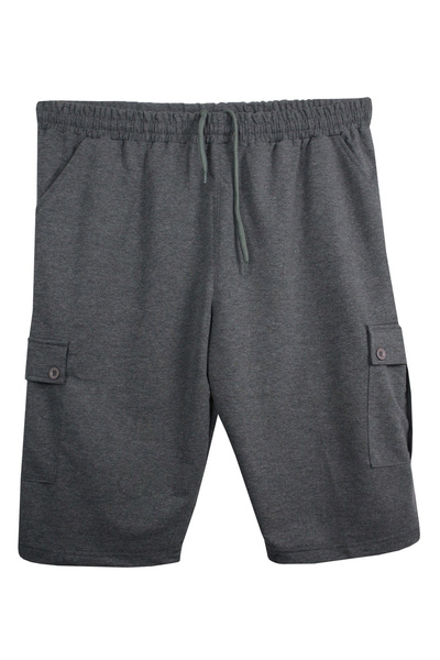 marufshop Erkek Büyük Beden Kargo Cepli Penye Kapri Antrasit