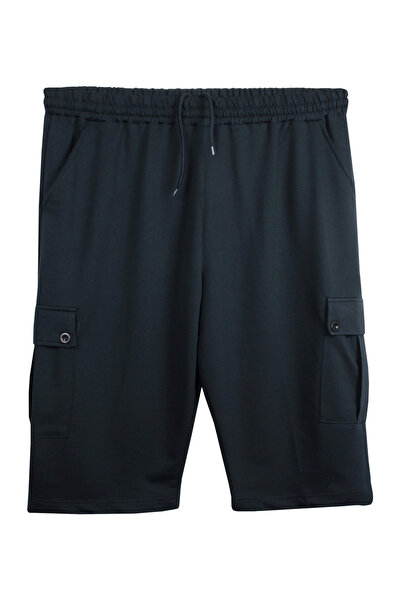 marufshop Ανδρική τσέπη Cargo Plus Size Χτενισμένη Βαμβακερή Κάπρι Navy Blue