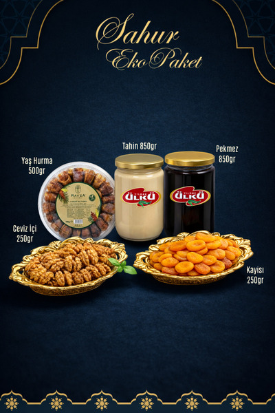 ÜLKÜ KURUYEMİŞ (5 ÇEŞİT) Ramazan Sahur Eko Paketi Hediyelik Tahin + Pekmez + ...