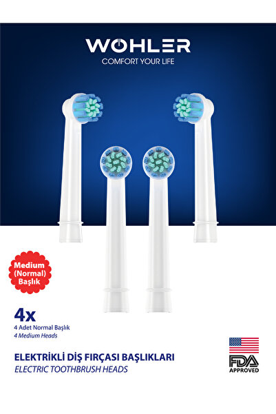 Wohler Şarjlı ve Pilli Diş Fırçası Yedek Başlığı Oral-B Uyumlu 4 Adet Normal ...