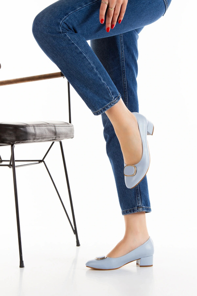 Miss Mitto حذاء نسائي من الجلد الصناعي باللون الأزرق بكعب ستيليتو 3 سم قصير و...