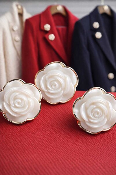 İMREN AKSESUAR Metalize Gül Şeklinde Alttan Ayaklı Düğme 2,5 Cm Cm 1 Paket 5 ...