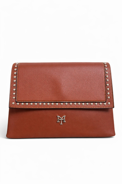 ZERVA QUEEN Women's Shoulder & Crossbody Bag – Studded Detail, Silver Accesso...