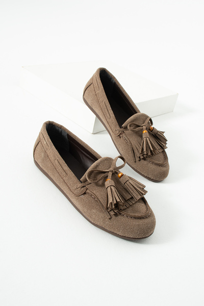 diclepolat Women's Mink Suede Ballerinas with Tassels, Flat Sole, Comfortable...