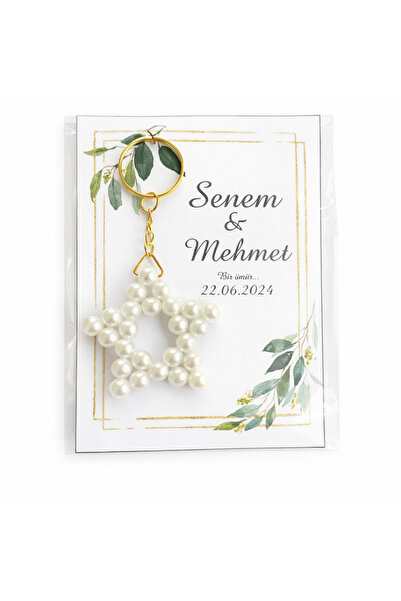 Hanne Gift Box HANNE GİFT BOX 10 adet inci anahtarlıklı nikah,düğün,nişan hed...