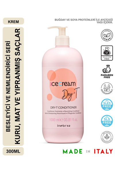 Inebrya آيس كريم دراي-تي بلسم مغذي للشعر الجاف والمعالج 1000 مل