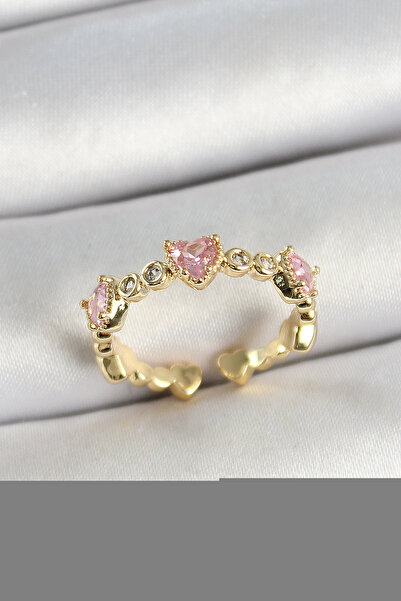 Skygo خاتم نسائي من النحاس على شكل قلب من حجر الزركون باللون الذهبي قابل للتع...