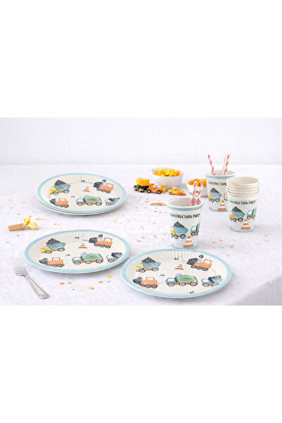 Partifabrik Σετ πιάτων και φλιτζάνια από χαρτόνι με θέμα τα ρετρό οχήματα κατ...