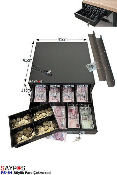 SAYPOS Masa Altı Montaj Askılı 6 Kağıt Para Gözlü Gizli Hazneli Büyük Para Çe...