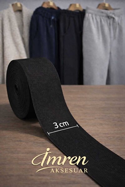 İMREN AKSESUAR Siyah 3 Cm Bel,paça Ve Don Lastiği 1 Paket 10 Metre
