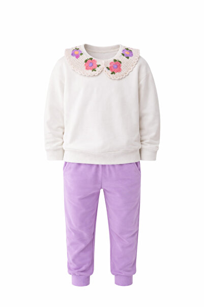 CQCQ Kız Çocuk / Bebek Pamuklu 2 İplik Eşofman Takımı – Pamuklu Dantel Yaka D...