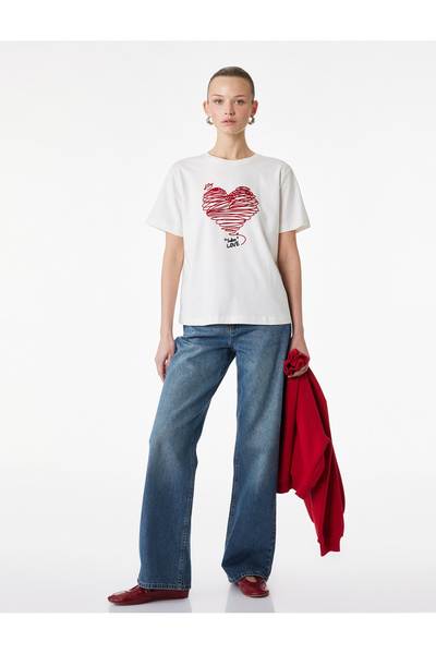 Koton Βαμβακερό μπλουζάκι με κοντό μανίκι με στάμπα