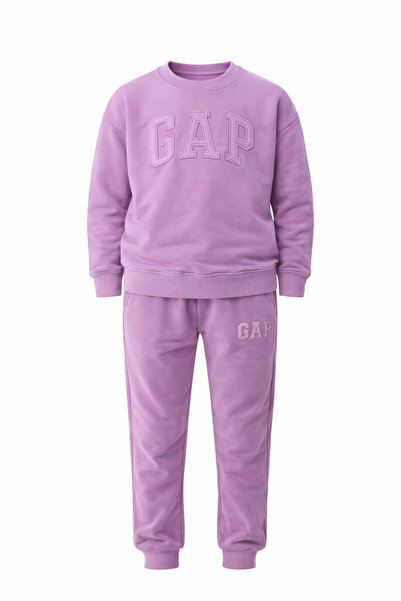 CQCQ Κοριτσίστικο Σετ Φόρμας με Ανάγλυφα Γράμματα και 3 Κλωστές σε Μωβ Χρώμα ...