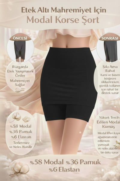 HB TREND Modal Above-Knee Hidden Skirt Shorts Leggings – Black, Nude and Whit...