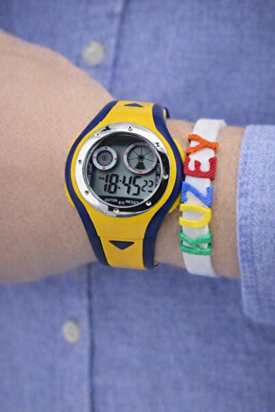 sonsuzsaat Çocuk Dijital Analog Kol Saati Sarı Lacivert Silikon İsimli Bilekl...