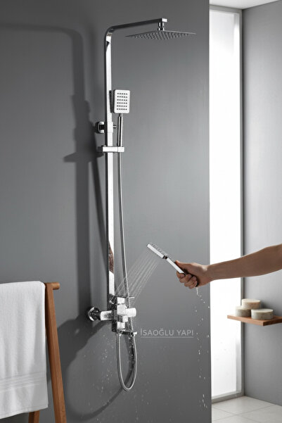 İSAOĞLU YAPI Inox Duş Seti Inox Tepe Yağmurlama Banyo Duş Sistemi Alt Armatür...