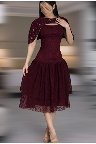 MAIN DRESS فستان دانتيل ناعم باضافه التطريز حول الرقبه