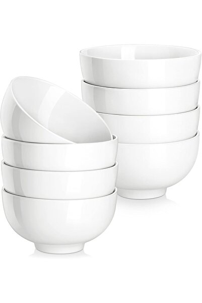 Malacasa Set of 8 small ivory white porcelain bowls 300 ml, bowls for childre...