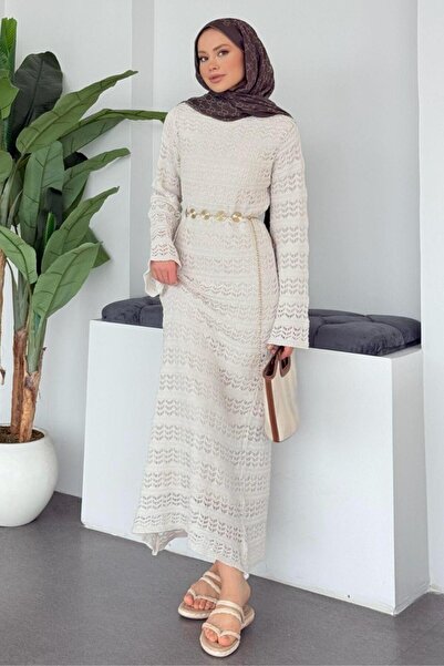 Şulemoda Giyim Manon Ajur Örme Elbise Ekru