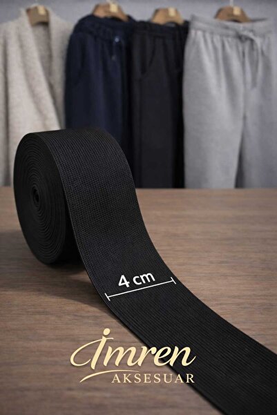 İMREN AKSESUAR Siyah 4 cm Paça Don Ve Bel Lastiği 1 Paket 5 m