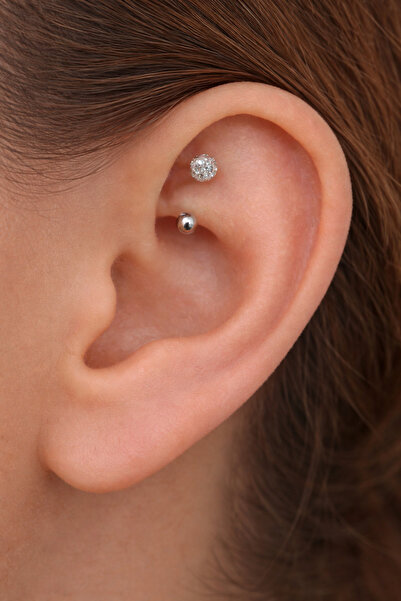 Sacce Scarves&Accessories Çelik Taşlı Toplu Piercing 8 mm Rook Conch Helix Lo...