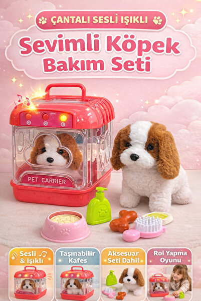 YILDIRIM OYUNCAK Sesli Işıklı Yürüyen Köpek Taşıma Çantalı Aksesuarlı Set - T...