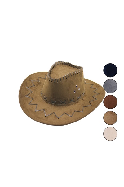 Go İthalat Faux leather zigzag - x pattern men's photography cowboy hat