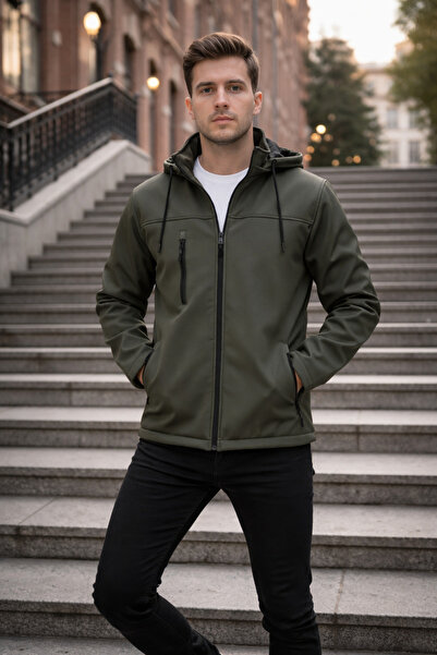 zeyra Erkek çıkarılabilir kapüşonlu içi polarlı su ve rüzgar geçirmez softshe...