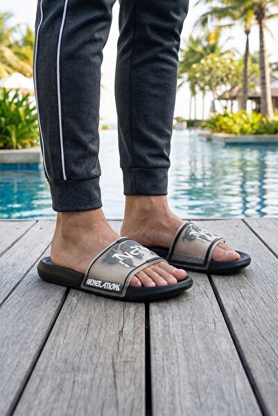 GEZER Papuci de vară pentru bărbați din PU, potriviti pentru podea umedă, aca...