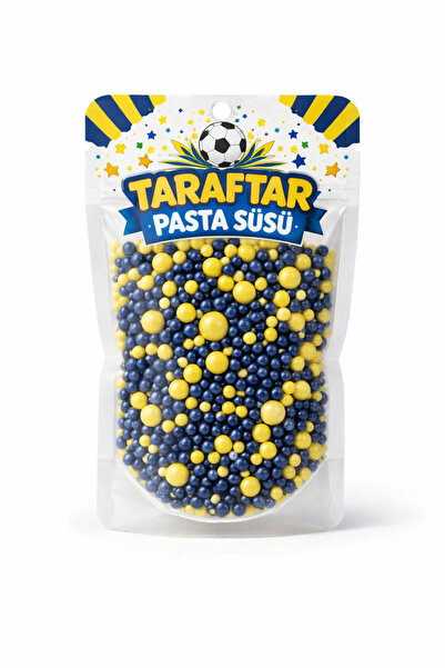 hediyehobihersey Sarı Lacivert Taraftar Yenilebilir Pasta Süsleme Şekeri 100 gr