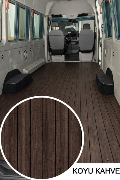 SAYIN TEKSTİL Parke Desenli Taban Muşambası Çizgili - KOYU KAHVE - 200 cm