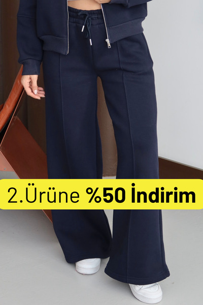 Balenbi بنطال رياضي نسائي حواف أسطوانية alazzo ذو خيوط داخلية من الصوف عالي ا...