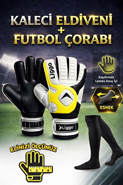 Liggo Reflex Yetişkin Çocuk Kaleci Eldiveni Kaleci Çorabı Seti