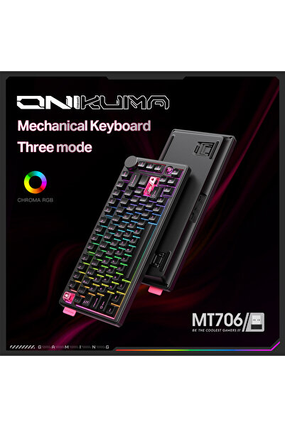 Onikuma MT706 81-Keys Hot Swappable Triple Mode Mechanical Keyboard(Black)