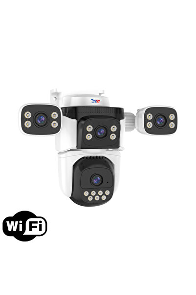 Taggo Cameră de supraveghere WiFi, audio bidirecțional, 16MP, patru obiective...