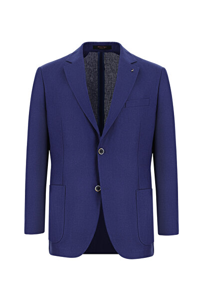 Abdullah Kiğılı 4 Drop Relaxed Fit Rahat Kesim Desenli Keten Ceket