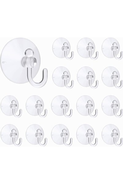 Delixa 16’lı Şeffaf Kancalı Küçük Vantuz Seti – Güçlü Yapışkanlı Duvar Askısı...