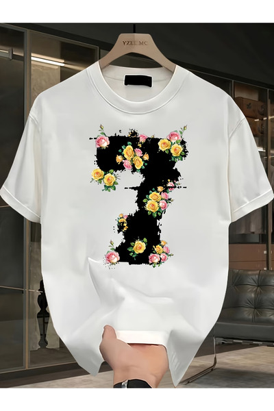 ibibik moda Yedi Printed Oversize Cotton Crew Neck T-Shirt