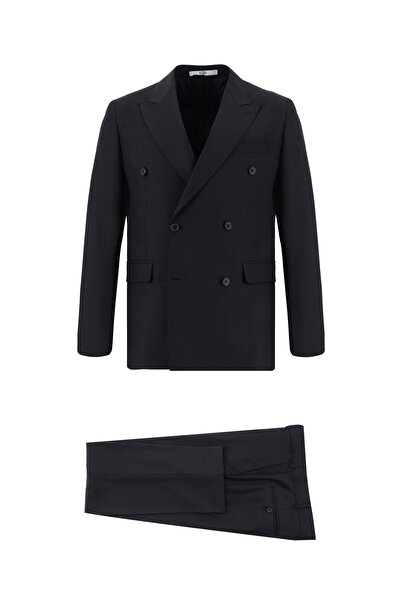 Kiğılı 7 Drop Slim Fit Costum cu model, cu două rânduri de nasturi, croială slim