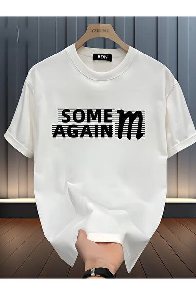 ibibik moda Unisex Oversize SOME Βαμβακερό T-Shirt με στάμπα και κοντό μανίκι...