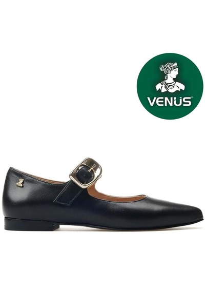 Venüs Moorhen Prava koža Ortopedsko Ženske ležerne Baletanke cipele CRNE