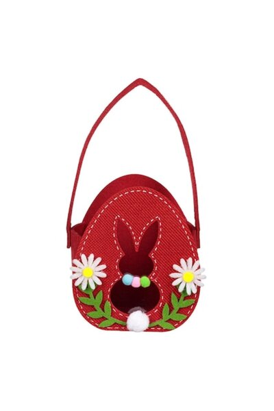 NO BRAND Easter Basket, Felt, Red, 13x9x15cm